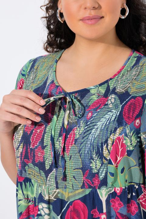 Produktbild Ulla Popken Smok-Bluse, Blätter, A-Linie, Rundhals, Glocken-Halbarm (46, 48)