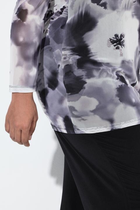 Produktbild Ulla Popken Shirt, schulterfrei, Blüten, Langarm, Mesh (52)