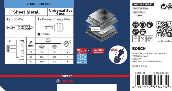 Image du produit Bosch Professional Zubehör Jeu de scies cloches EXPERT Sheet Metal 22/25/32 x 5 mm (22 mm, 25 mm, 32 mm)