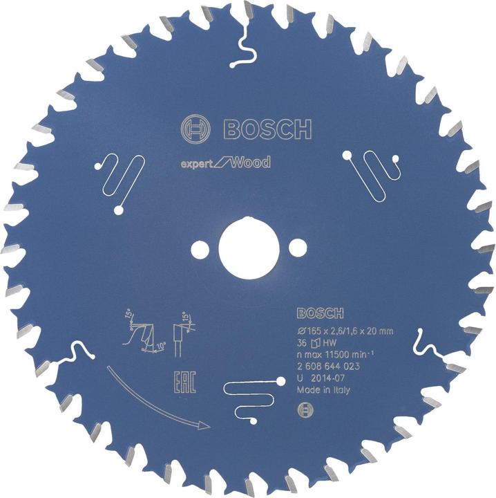 Produktbild Bosch Professional Zubehör Kreissägeblatt Expert for Wood, 165 x 20 x 2,6 mm, 36