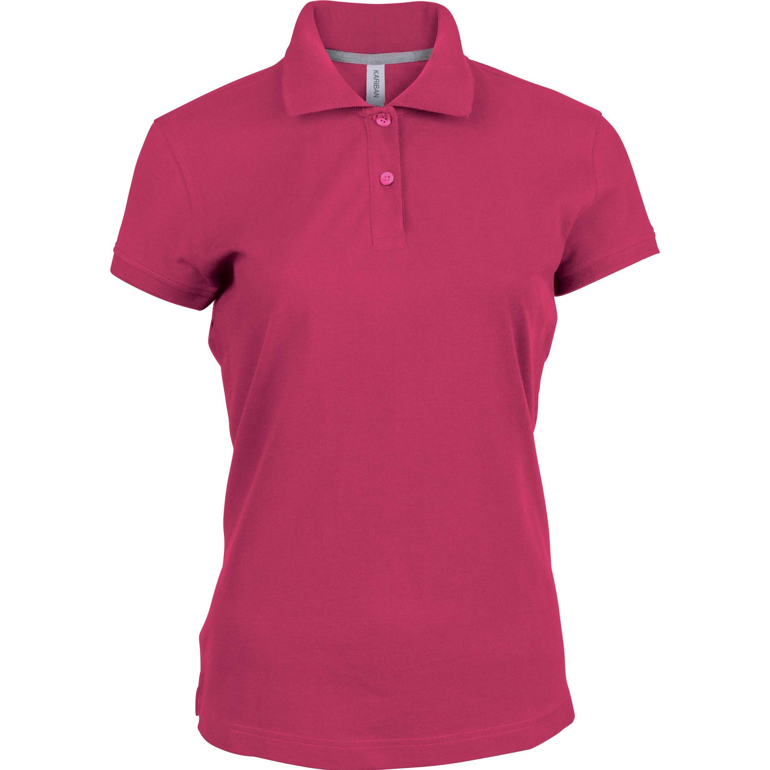 Kariban, Damen, Shirt, Damen Polo mit kurzen Ärmeln, Rosa, (L)