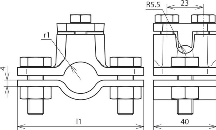 Actual product image Dehn Earthing pipe clamp D 27mm w. 407034