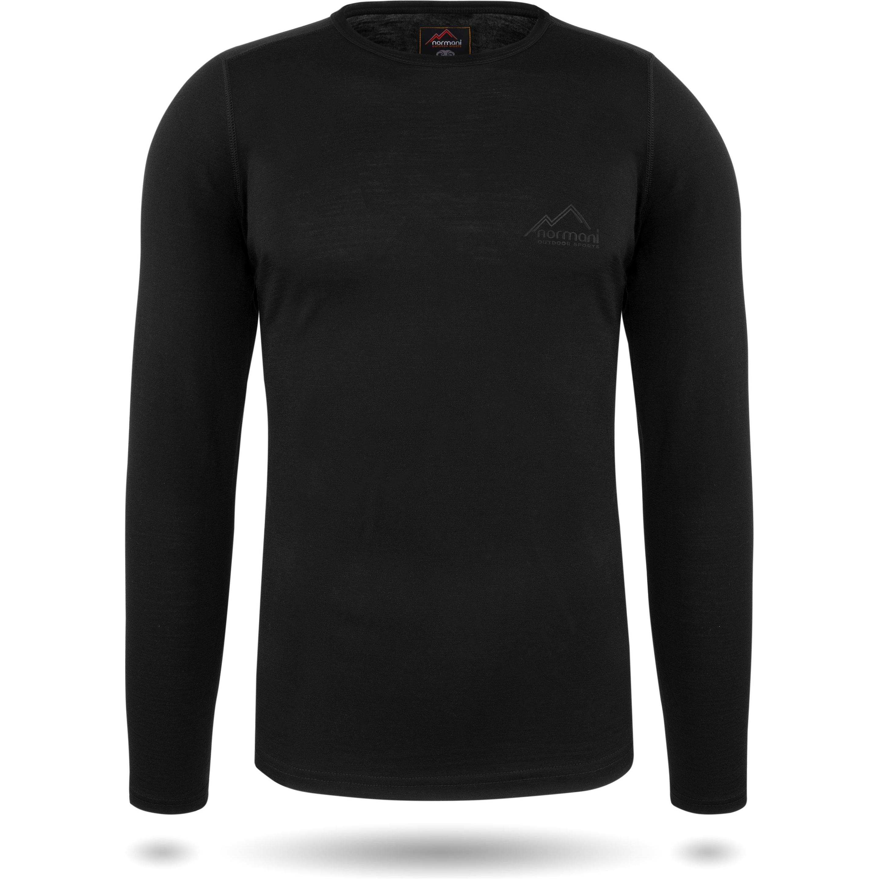 Normani, Herren, Funktionsshirt, Herren Merino Langarm Melbourne - 9121 (6XL), Schwarz, 6XL