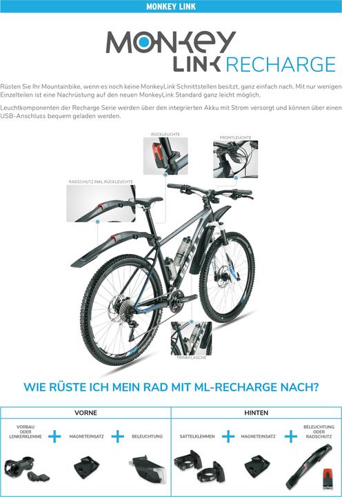 Produktbild SKS Monkey Fender Set MTB RECHARGE Schutzblech-Set mit Akku-Rücklicht (Schutzblech Set)