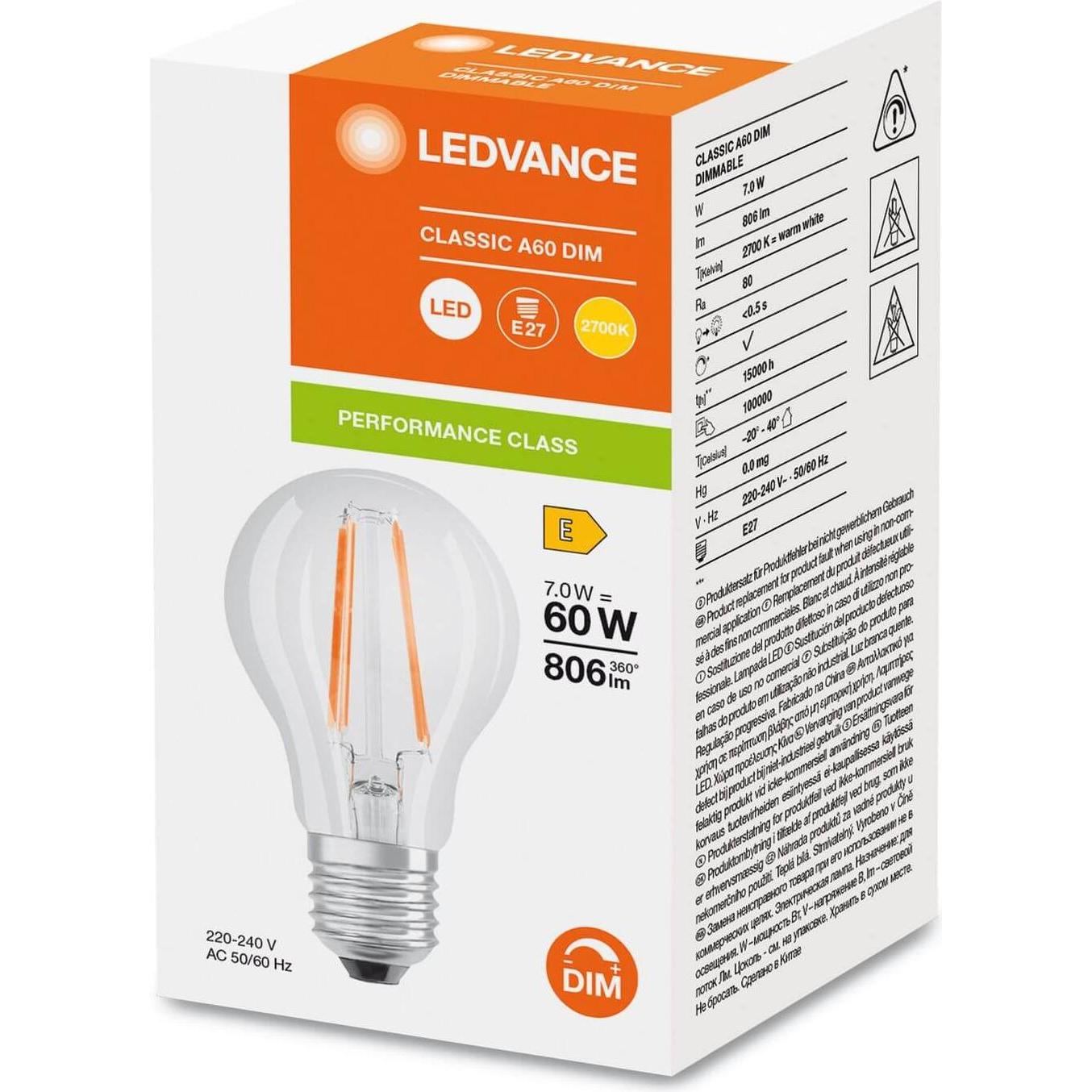 Thumbnail - Ledvance, Leuchtmittel, LEDCLA60 DIM 7W (E27, 7 W, 806 lm, 1 x, E)