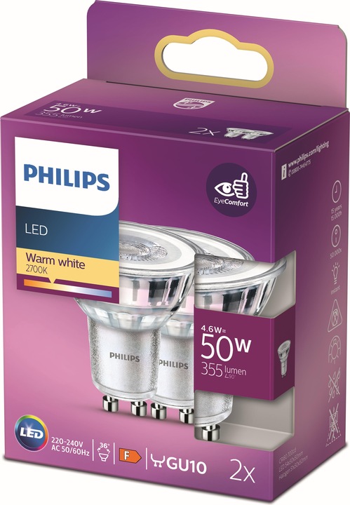 Produktbild Philips Spot (GU10, 4.60 W, 355 lm, 2 x, F)