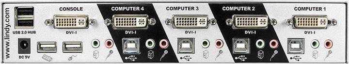 Actual product image Lindy 4 Port DVI-I Single Link USB 2.0 and Audio KVM Switch Pro