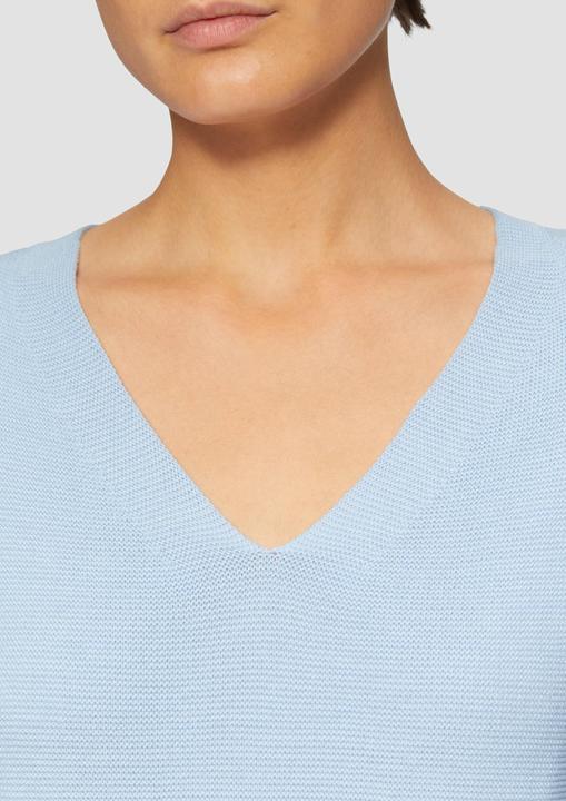 Actual product image S.Oliver Strickpullover Gerippter Strickpullover aus Baumwollmix mit V-Ausschnitt (46)