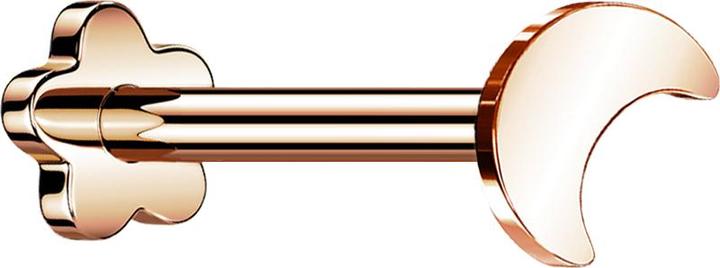 Immagine prodotto Star Piercing Labret micro senza fili con fiore in oro rosa e luna (senza ottone, Titanio)