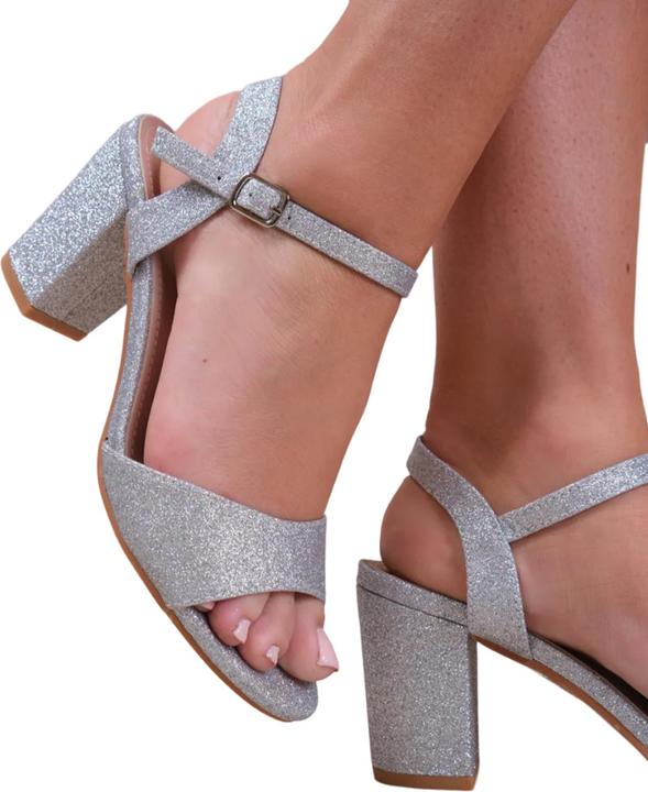 Actual product image Where's That From Womens/Ladies Paityn Glitter Buckle Block Heel Sandals (41)