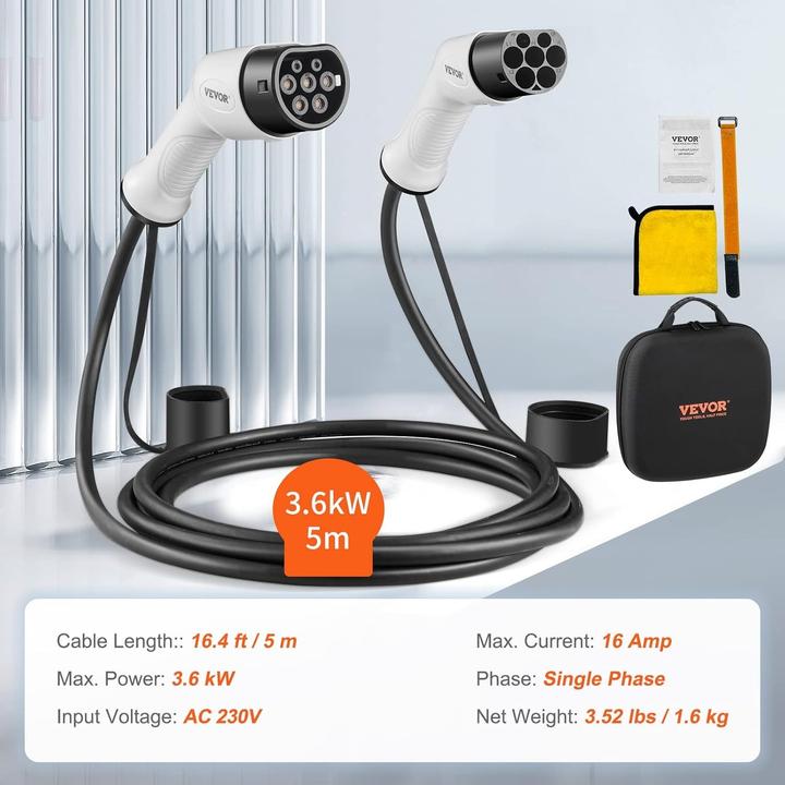 Produktbild Vevor Typ-2-EV-Ladekabel (Typ 2, 22 kW, 32 A, 5 m)