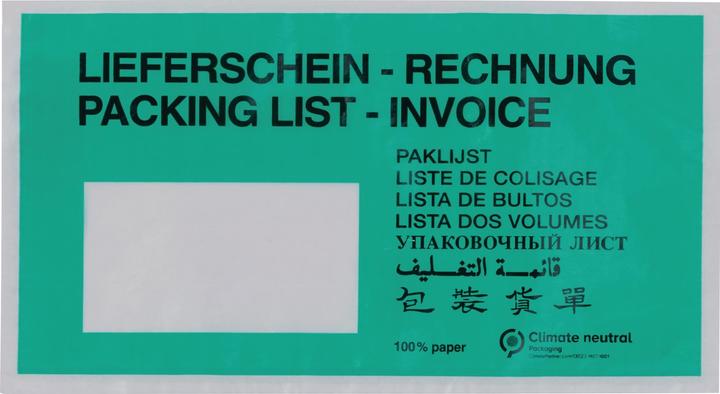 Produktbild Wihedü 250 Lieferscheintaschen Pergamin Papier DIN lang (250 x)