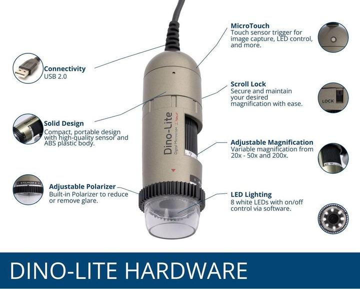 Actual product image Dino Lite Handmikroskop AM4113ZT, Vergrösserung: 200 ×, Funktionen