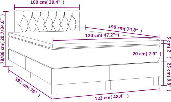 Produktbild vidaXL Boxspringbett (120 x 190 cm)