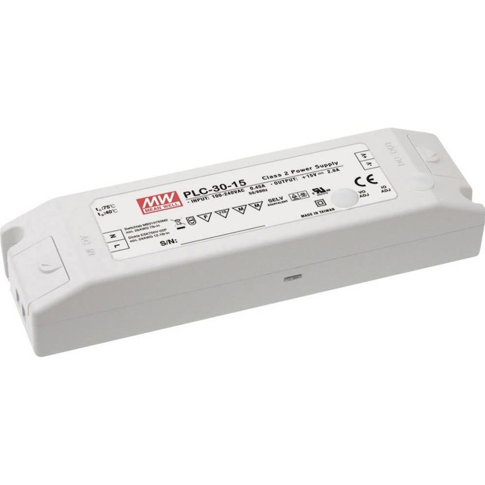 MeanWell, Accessori per illuminazione, MEAN WELL PLC-30-12, Beleuchtungsstromversorgung, Weiss, Kunststoff, AC, 30 W, 90