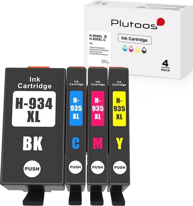 Plutoos HP 934XL HP 935XL Patronen XXL kompatibel, 4er Farbset (C, M, Y, BK)