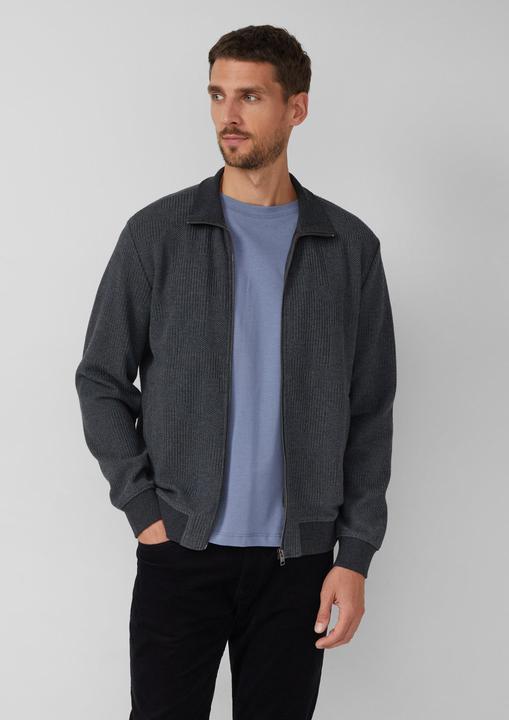 Produktbild s.Oliver Sweatshirt Jacke Strukturierte Sweatshirtjacke mit Stehkragen (L, S)