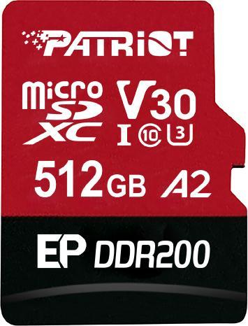Produktbild Patriot EP DDR200 Micro SDXC 512GB 160/120 MB/s U3 (512 GB, microSDXC, U3, UHS-I)