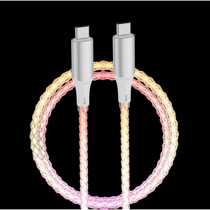 Produktbild Qualo USB-C-USB-C glowing cable 1M 3A white/silver QCS-CC-00 (1 m)