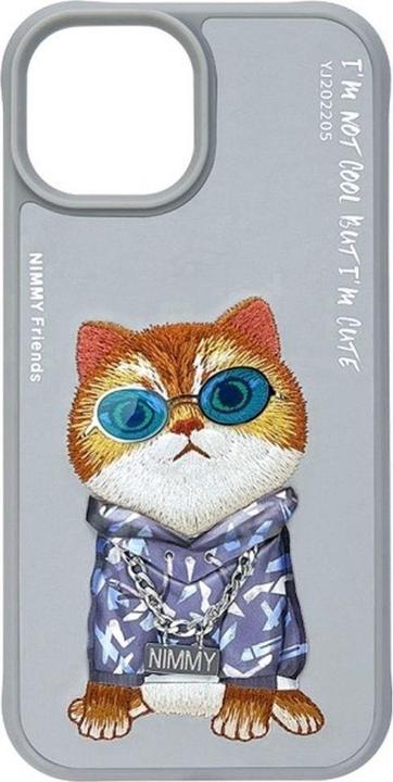 Mocco Nimmy case iPhone 15 6.1" gray Glasses Cool Cat (Apple iPhone 15)