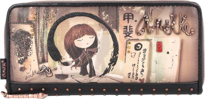 Actual product image Anekke Shoen Black wallet RFID protection 21 cm