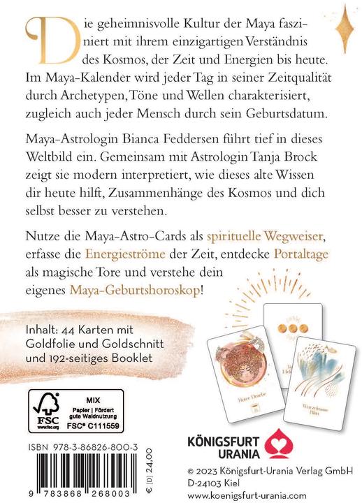 Image du produit Maya-Astro-Cards: 44 astrologische Orakelkarten mit Booklet (Allemand, Tanja Brock, Bianca Feddersen, 2023)