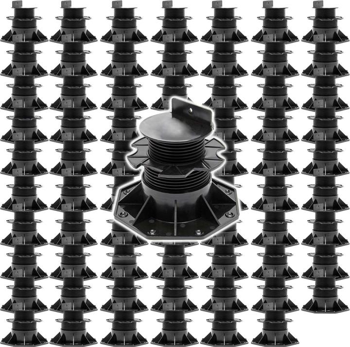 Image du produit XPOtool Plots de terrasse Set 70x Charge 2700kg Réglage en hauteur 60-128mm Lames Dalles Piscine (70x, 18.80 x 18.80 cm)