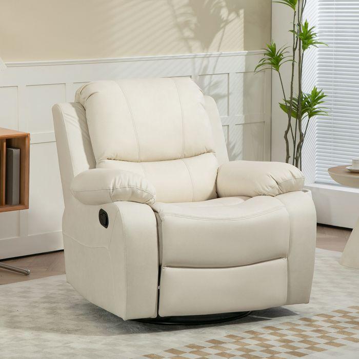 Image du produit Swisshandel24 Fauteuil TV Fonction chaise longue, repose-pieds, pivotant Système de ressorts ensachés, crème