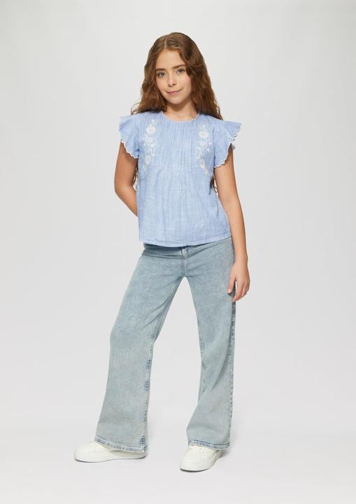 Produktbild S.Oliver Bluse Blusenshirt aus Baumwolle mit Streifenmuster und Stickereien (170, 176)