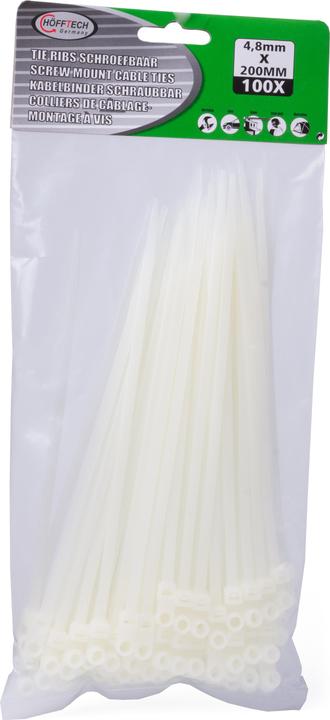Produktbild Benson Kabelbinder anschraubbar 4,8 x 200 mm 100-tlg weiss (200 mm, 100 Stk.)