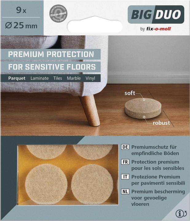 Produktbild Fix-o-moll Big Duo Parkettgleiter (Kunststoffgleiter, Parkettgleiter, Universalgleiter, 9 Stk.)