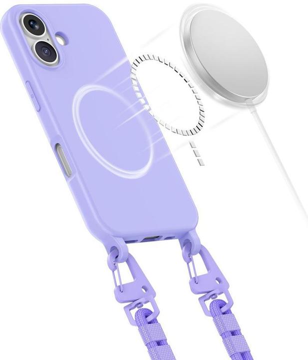 Actual product image Tech-Protect MagNecklace MagSafe Case with Lanyard for iPhone 16 - Purple (Apple iPhone 16)