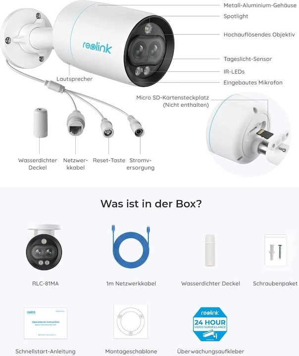 Actual product image Reolink Camera IP PoE RLC-81MA (3840 x 2160 pixels)