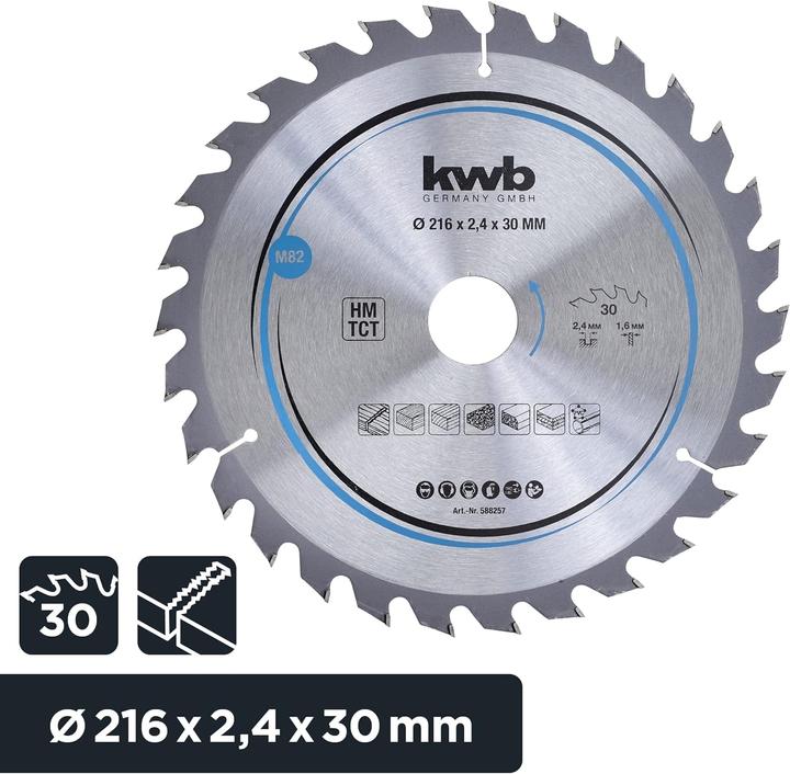 Productafbeelding kwb Cirkelzaagblad HM Medium Ø 216x30 Z30