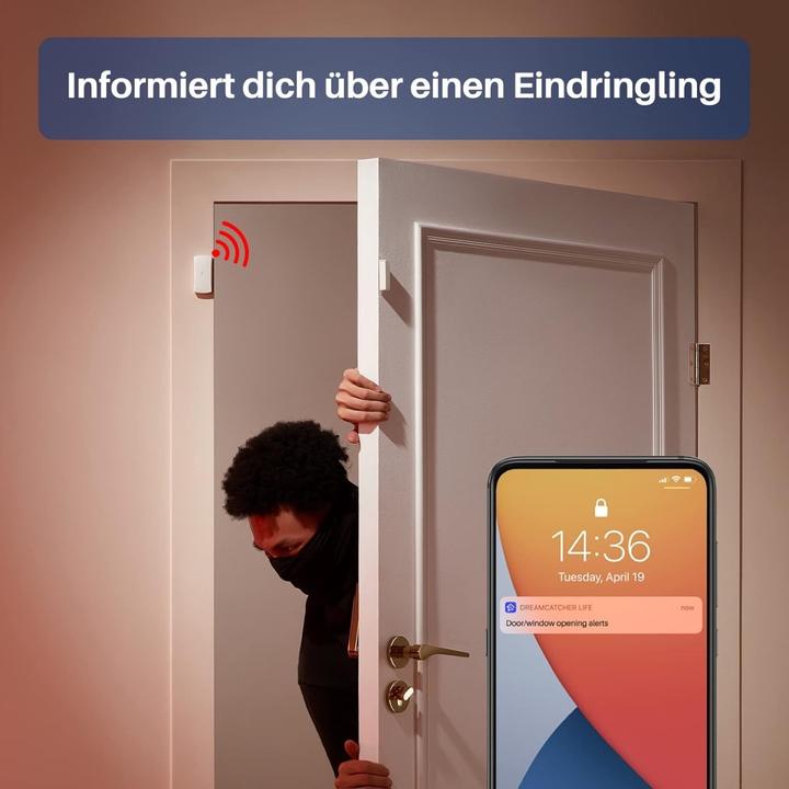 Image du produit Chuango Système d'alarme sans fil 4G et WiFi avec capteurs portes/fenêtres et télécommande
