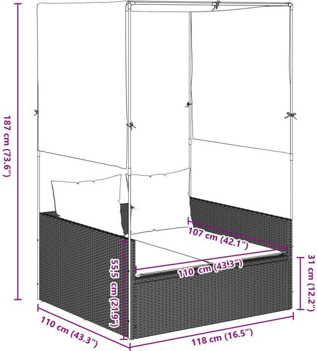 Immagine prodotto vidaXL Doppel-Sonnenliege (118 cm)