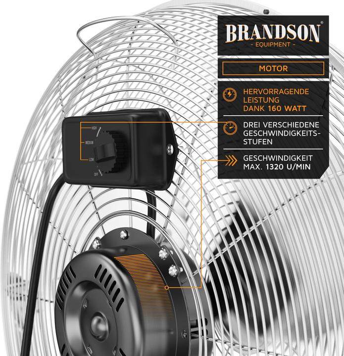 Immagine prodotto Brandson Macchina del vento, ventilatore retrò, 160W, ventilatore da pavimento, alto flusso d'aria (69 dB)