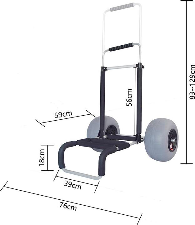 Actual product image 9WS Diable en Alu pour paddle avec roues ballon idales pour le sable