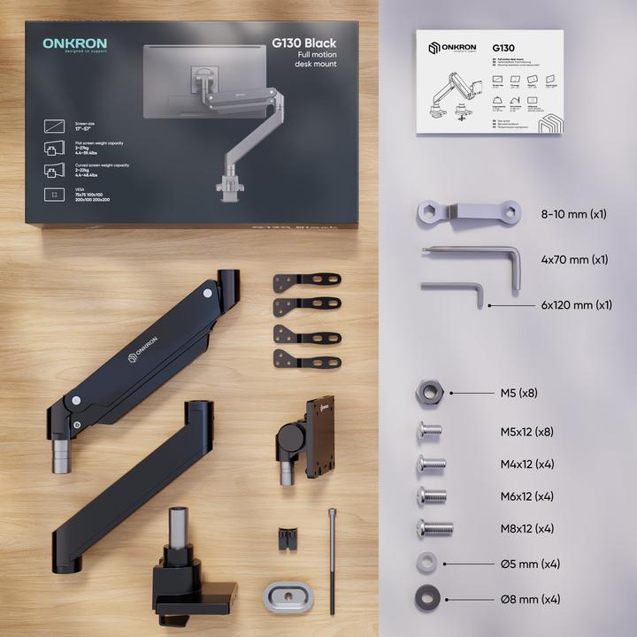 Actual product image Onkron G130 Rotatable monitor mount 17 -57 to 27 kg (Table, 57", 27 kg)