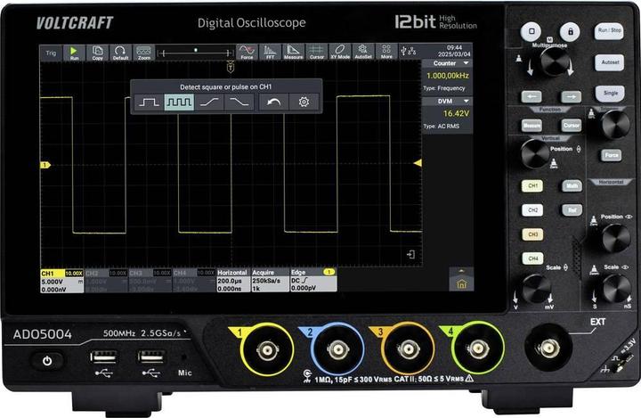 Produktbild Voltcraft ADO-5004 Digital-Oszilloskop 500 MHz 2.5 GSa/s 250 Mpts 12 Bit Digit (CAT II 300V, Oszilloskop)