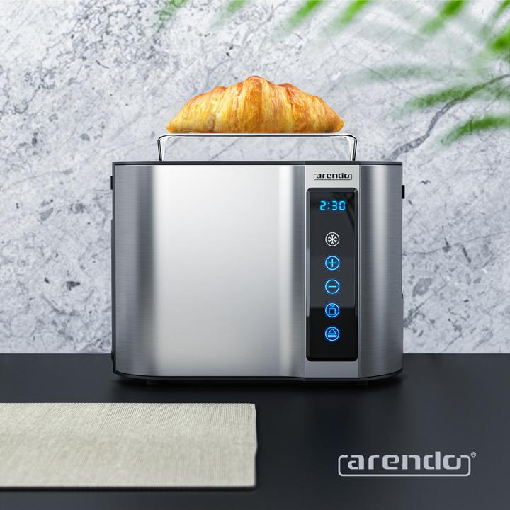 Actual product image Arendo Toaster stainless steel 2 slices short slot, bread roll attachment, touch panel, display with