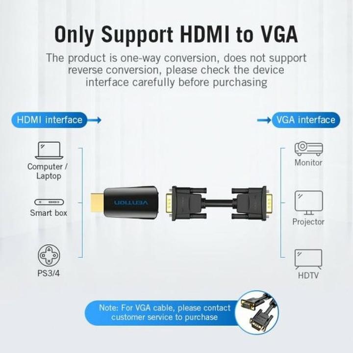 Productafbeelding Vention HDMI naar VGA-adapter AIDB0 met 3,5 mm audio (HDMI, Audio, 14 cm)