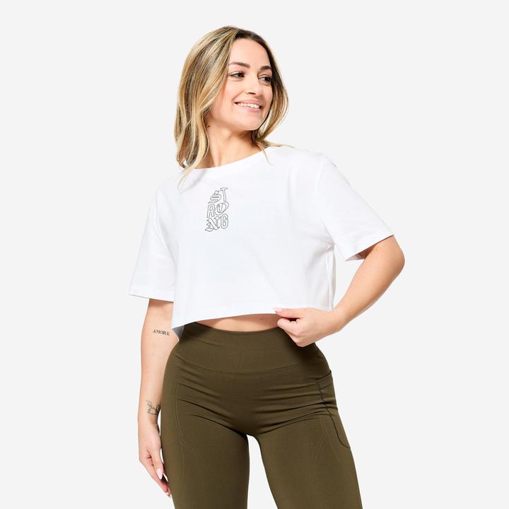 Actual product image Domyos Crop Top Krafttraining Loose Fit - Damen weiss (XS)