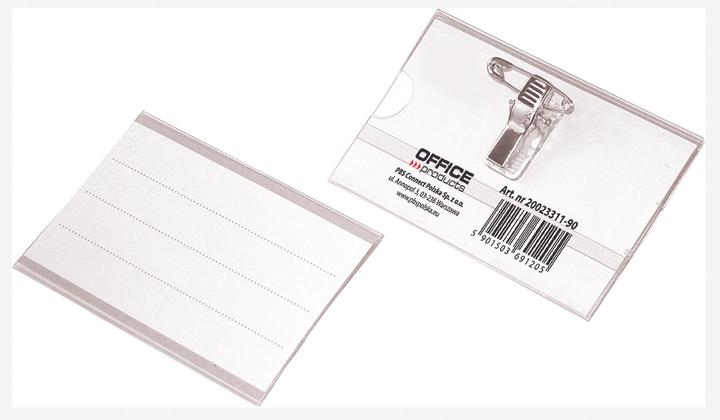 Image du produit Office Products badge, avec clip et épingle, ouvert sur le côté, souple, transparent