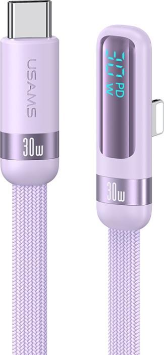 Actual product image Usams US-SJ652 PD30W Type-C To Lightning Right-angle Fast Charging & Data Cable -wind series 1.2m - Purple (1.20 m, 30 W)