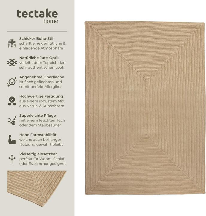 Produktbild tectake Geflochtener Teppich (170 x 120 x 0.5 cm)