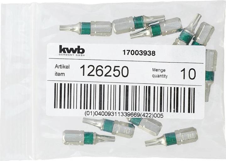 Produktbild kwb 126250 Sechskant-Bit T 10 Stahl 1 St. (T 10)