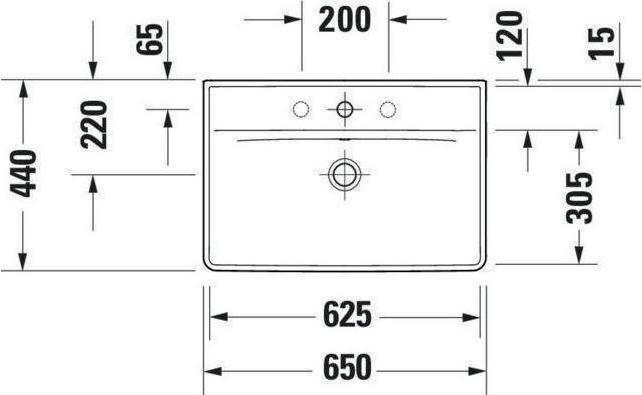 Produktbild Duravit Waschtisch D-NEO m ÜL m HLB 1 Hahnloch 650x440mm weiss (440 mm, 650 mm)
