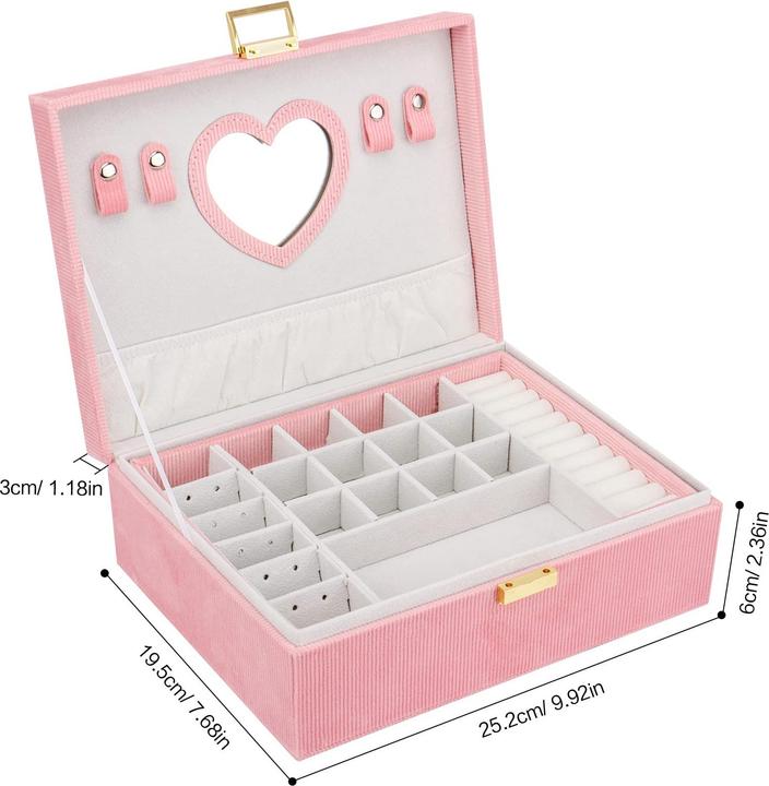 Produktbild Only-Bags.Store Schmuckkästchen, grosses Schmuckkästchen mit Spiegel für Samt-Schmuckkästchen