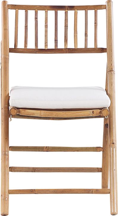 Actual product image Beliani Balcony set bamboo wood light brown cushions cream white foldable SAVALLETRI